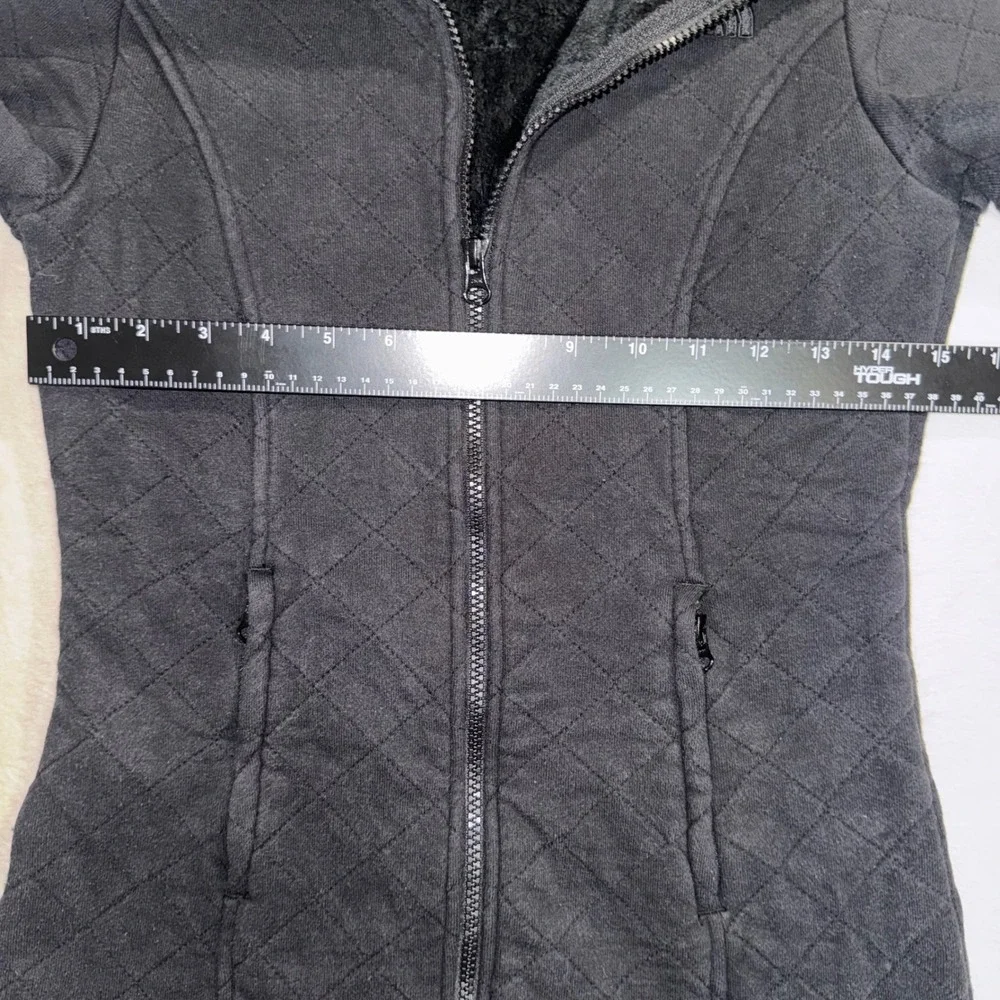 The North Face Womens XS Black Quilted Full Zip Fleece Lined Jacket High Collar
